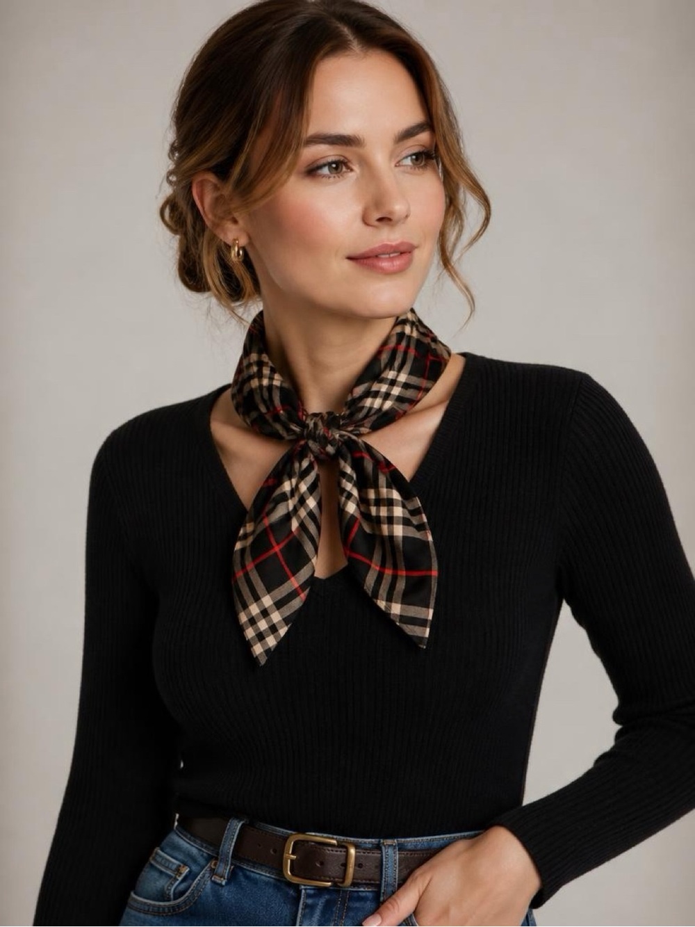 Burberry Nova Check Handkerchief Scarf 20x20 Classic Plaid Logo